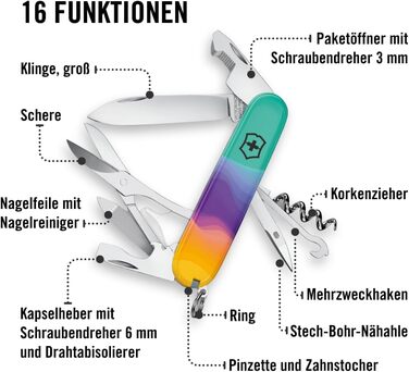 Мультитул VICTORINOX Companion, 16 функцій, Swiss Made, для жінок, у подарунковій коробці (рожевий, блакитний), Sydney Style
