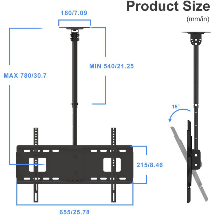 Suptek Height Adjustable TV Wall Mount for LCD LED Plasma Flat Screens - Tilting & Swivel (37-75 inch)