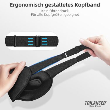 3D маска для сну Trilancer: повне затемнення, комфорт для бічних снів, чорна
