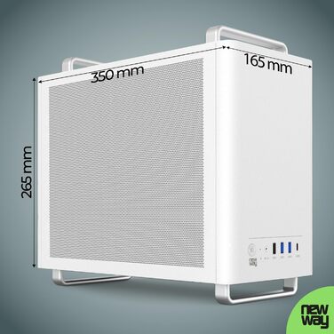 NEWWAY NC1 - Міні-ПК Tower у корпусі з металевою сіткою (білий) - Mini-ITX, Micro-ATX, ITX, USB Type-C, 9MM вентилятор