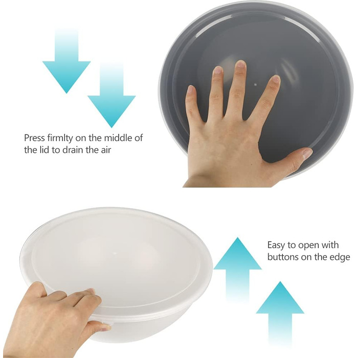BoxedHome Gray Mixing Bowls Set with Lids, Reusable Mixing Bowl, 12-Pack Mixing Bowl, Plastic Salad Bowl Non-Slip Stackable Serving Bowls for Kitchen (6 Bowls and 6 Lids)