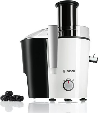 Соковижималка Bosch VitaJuice 2 MES25A0 для овочів та фруктів, 700 Вт, XL-завантажувач, білий/сірий