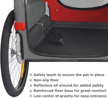 Візок для собак Tiggo VS Pets 2-в-1: візок та велосипедний причіп, великий (270 л), до 35 кг, червоний