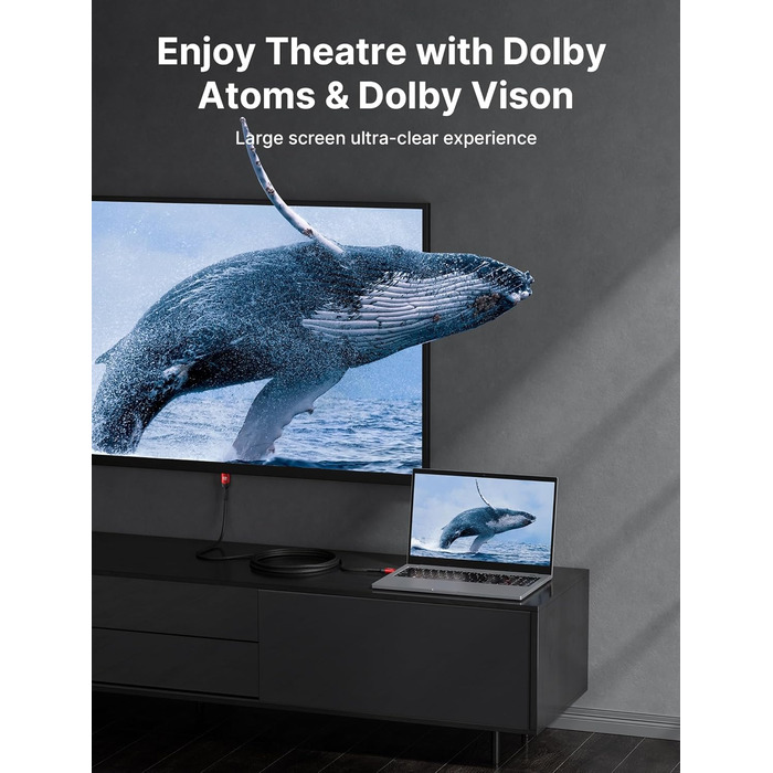 Кабель HDMI 8K JSAUX 3 метри, HDMI 2.1, 48Gbps, 8K@60Hz, 4K@120Hz, HDR, eARC, Dolby Vision, 3D, VRR, сумісний з PS4 Pro, PS5, TV, Blu-ray, проектор, червоний
