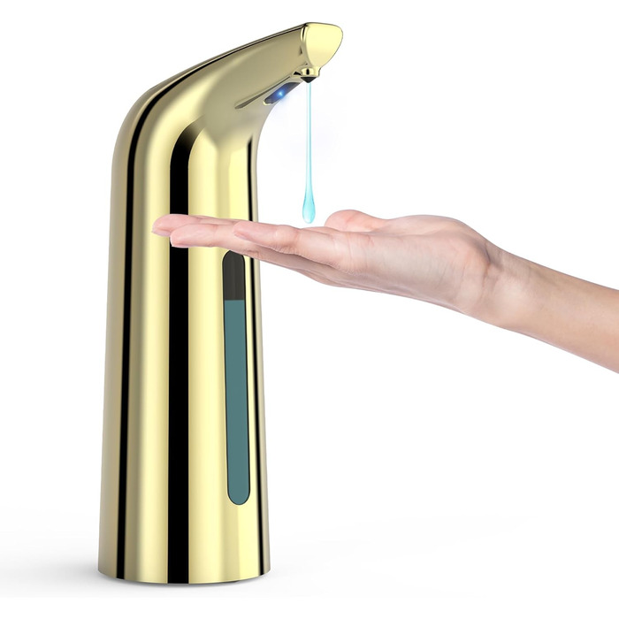 Автоматичний безконтактний диспенсер для мила з 4 рівнями регулювання, 400 мл, електричний, на батарейках, для встановлення на стільницю, з інфрачервоним сенсором (Бронзовий) (400мл Золотий)