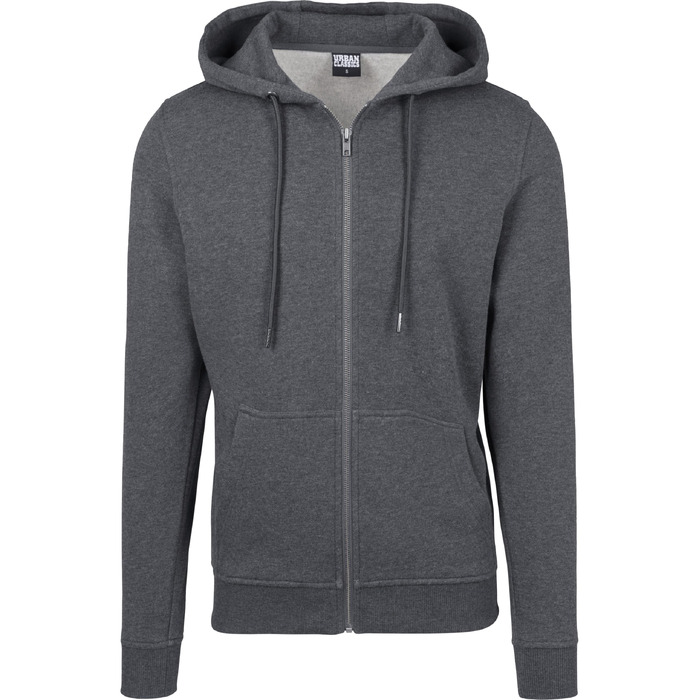 Чоловіча базова толстовка-худі Urban Classics Basic Zip Hoody на блискавці, колір Charcoal (темно-сірий)