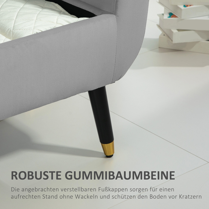 HOMCOM Luxury Bench, Upholstered Bench with Storage, Armrests, Trunk Bench, Velvet-like Polyester, Rubberwood, Light Gray, 107 x 42 x 65 cm | Aosom