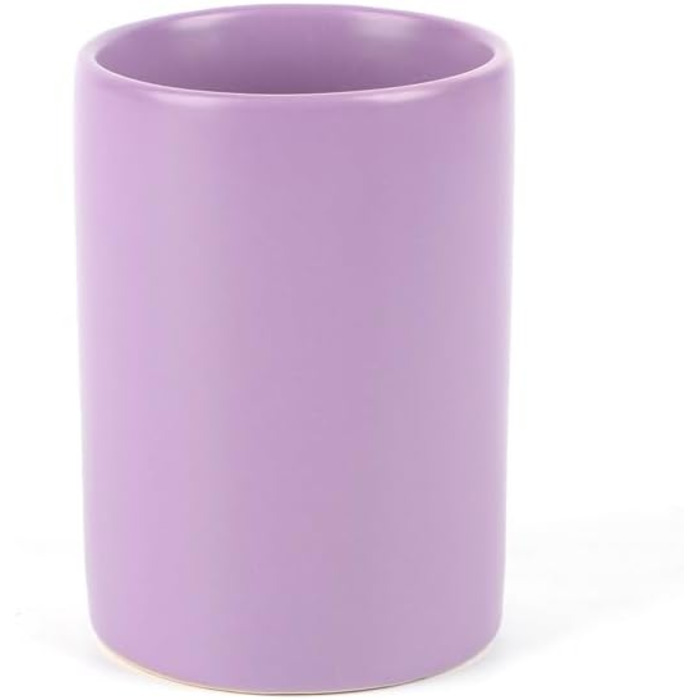 WPM 4-Piece Ceramic Bathroom Accessories Set – Purple – Our complete bathroom decor set includes a designer soap dispenser or lotion dispenser, toothbrush holder, cup, and soap dish.