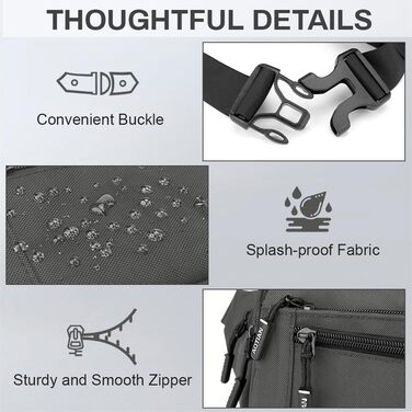 Поясна сумка на пояс для чоловіків та жінок, сумка на пояс з блискавкою, багатофункціональна сумка на стегно, 5 відділень, спортивна сумка на стегно для активного відпочинку, туризму, кемпінгу та велоспорту (#3 Чорний-a)