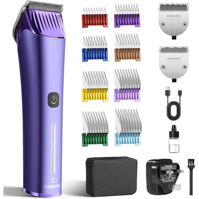 Професійна машинка для стрижки собак з запасним лезом, 5-в-1, фіолетовий колір