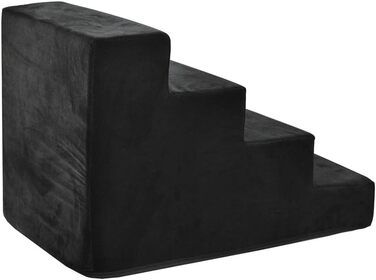 Сходинка для собак та котів, 40 см, 4 сходинки, велюр, чорний колір | Сходи для тварин на ліжко та в авто