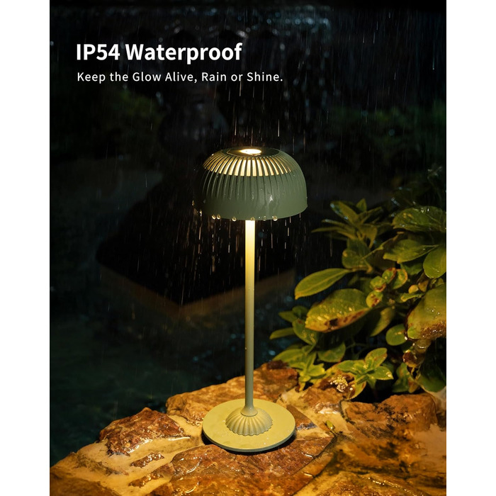 Світлодіодна настільна лампа бездротова LED для вулиці та дому, димована, з акумулятором 5200mAh, IP54, чорна (2 шт)