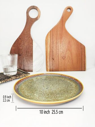 Набір тарілок Ya JU Keramik 4 шт. для основного блюда: стейк, паста, різотто. Мікрохвильова піч, духовка, миття в посудомийній машині, стійкість до подряпин. Колір: коричневий.