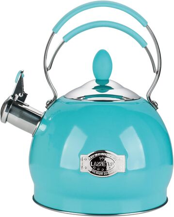 Кришка-свисток з нержавіючої сталі 2.6 л, сумісна з усіма плитами, включаючи індукційну (блакитна)