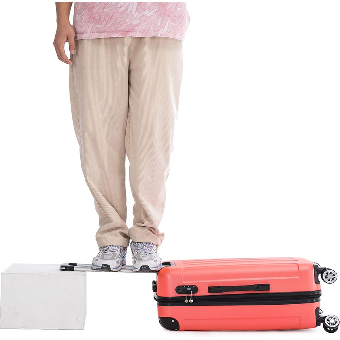 Чемодан Flexot® F-2045, 3-секційний набір, ручна поклажа, валіза на колесах, ручна поклажа, валіза-набір, валіза з твердим корпусом (L, неоново-помаранчевий)