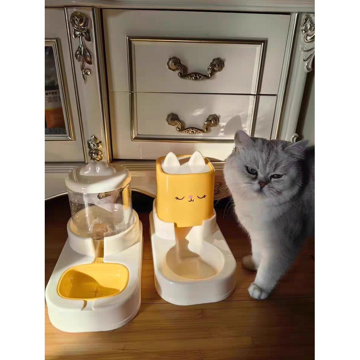 Автоматичний диспенсер корму та води для тварин, 2.2L + 1.8L (жовтий)