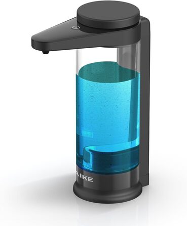 AIKE Automatic Soap Dispenser with Infrared Sensor 500ml, Black Wall-Mounted Automatic Soap Dispenser with USB Charging Function