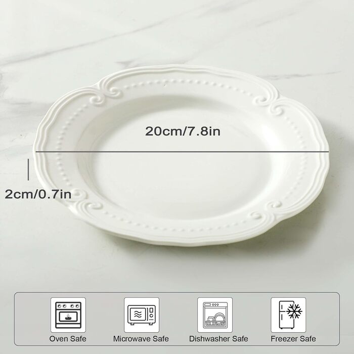 Набір сервірних тарілок UIBFCWN, 8 шт., 25.4 x 15.2 см, кераміка, білий колір, для десерту, суші, закусок, тортів, салатів