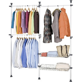 WENKO 6200050100 Telescopic Wardrobe System Hercules - adjustable organization system, steel, 164-215 x 141-250 x 38 cm, White