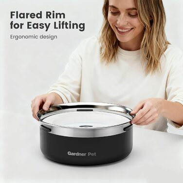 Миска для води для собак Gardner Pet, не проливається, з нержавіючої сталі, 2L, чорна