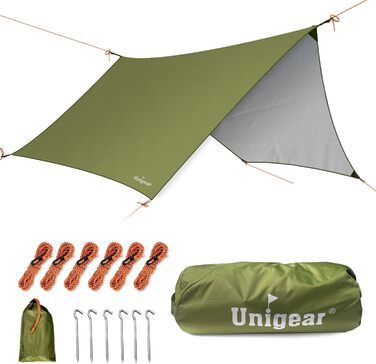 Намет-тент Unigear, 450x420 см, водонепроникний, зелений: для кемпінгу, пікніка, фестивалю