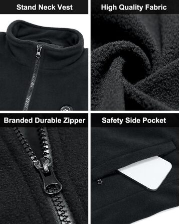 Обогревна жилетка для чоловіків, флісова жилетка з акумулятором 10000mAh, 6 нагрівальних панелей, для активного відпочинку, роботи на відкритому повітрі, зимова XL чорна