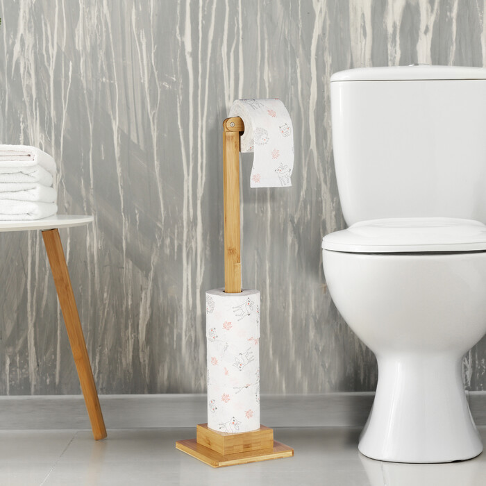 Relaxdays Bamboo Toilet Paper Holder Standing
