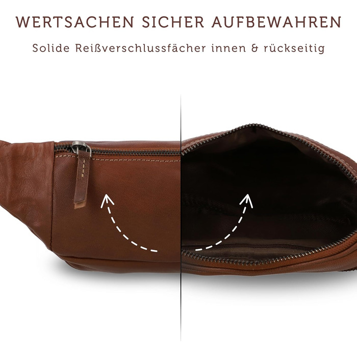 Чоловіча та жіноча поясна сумка Gusti Leather Spencer I з натуральної шкіри, регульований ремінь, темно-коричнева