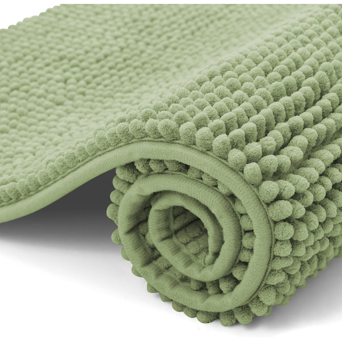 Килимок для ванної кімнати OLANLY з chenille, протиковзкий та гігроскопічний, 40x60 см, колір трав'яний зелений