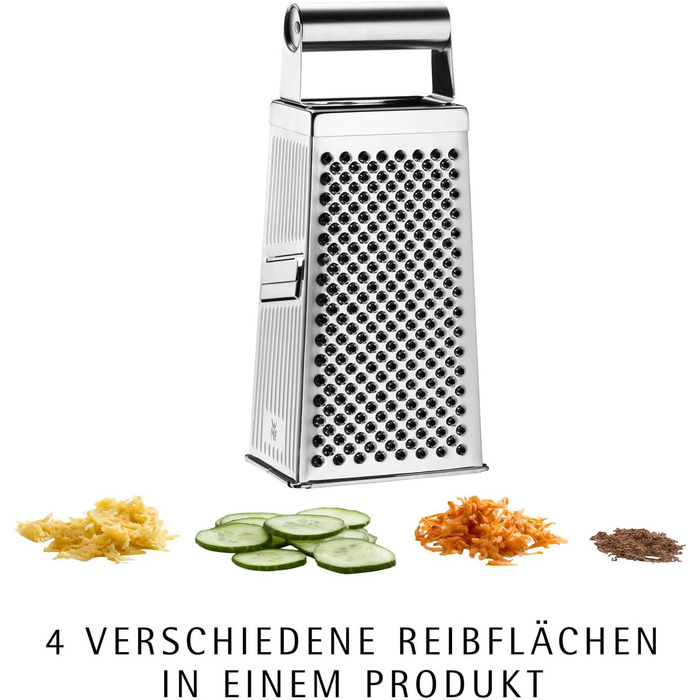 Тёрка кухонна WMF Gourmet Vierkantreibe, 8 x 24 см, нержавіюча сталь, 4 поверхні, для овочів та картоплі, Cromargan, придатна для миття в посудомийній машині