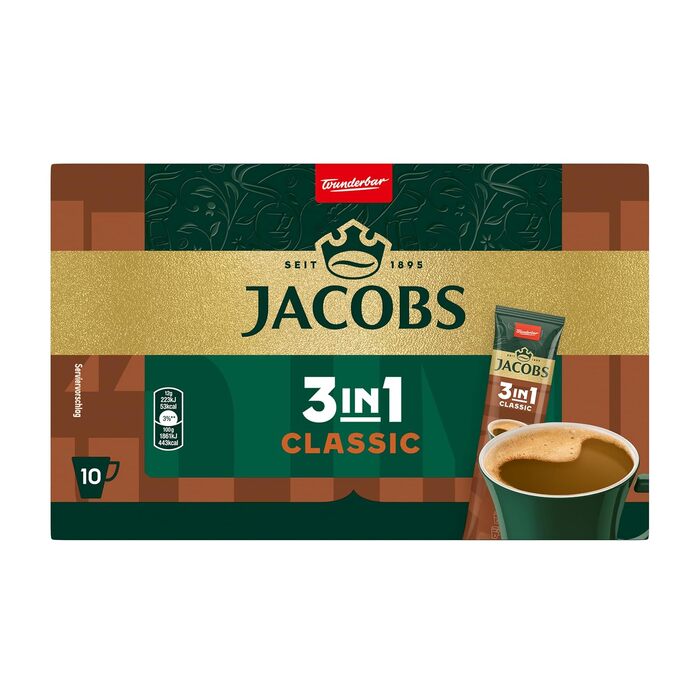 Кава розчинна 3в1 Jacobs Classic зі сливками та цукром, стіки (120 шт x 12 г), 1.44 кг