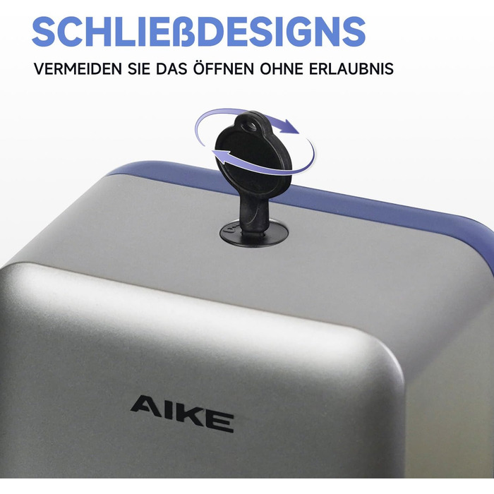 AIKE AK1006 800ML Soap Dispenser Wall Mount No Drilling, Manual Wall Soap Dispenser Made of Plastic, Liquid Soap Dispenser for Public Use, Silver Gray