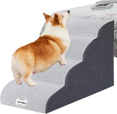 WGYTECH 4-Step Dog Stairs, Pet Stairs for Sofa and Bed, High-Density Sponge Dog Stairs, Washable Cover & Non-Slip Bottom, Dog Ramp for Dogs and Cats, L72xW40xH50cm