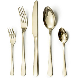 LAZAHOME Cutlery Set, Stainless Steel Mirror Polished 30-Piece Cutlery Set for 6 People, Dining Cutlery Set with Knife Fork Spoon for Family/Party/Restaurant, Champagne Gold Tableware, Dishwasher Safe Champagne Gold 30 Pieces