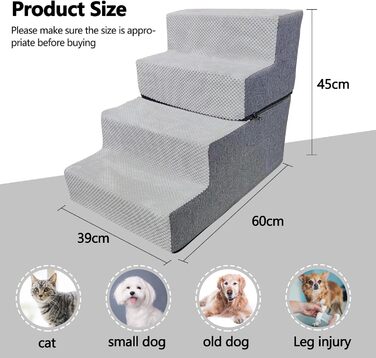 Сходинка для собак та котів Galatée: зручна та безпечна драбинка для дому (4 сходинки)