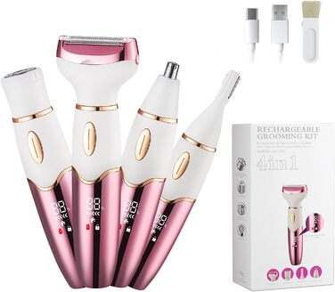 Електричний жіночий набір для гоління 4-в-1: гоління тіла, бікіні, ніг та обличчя, USB-зарядка