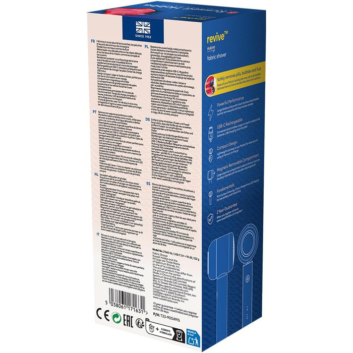 Електричний видалення ворсу Russell Hobbs Revive: портативний, USB-C, з функцією всмоктування, для одягу та текстилю