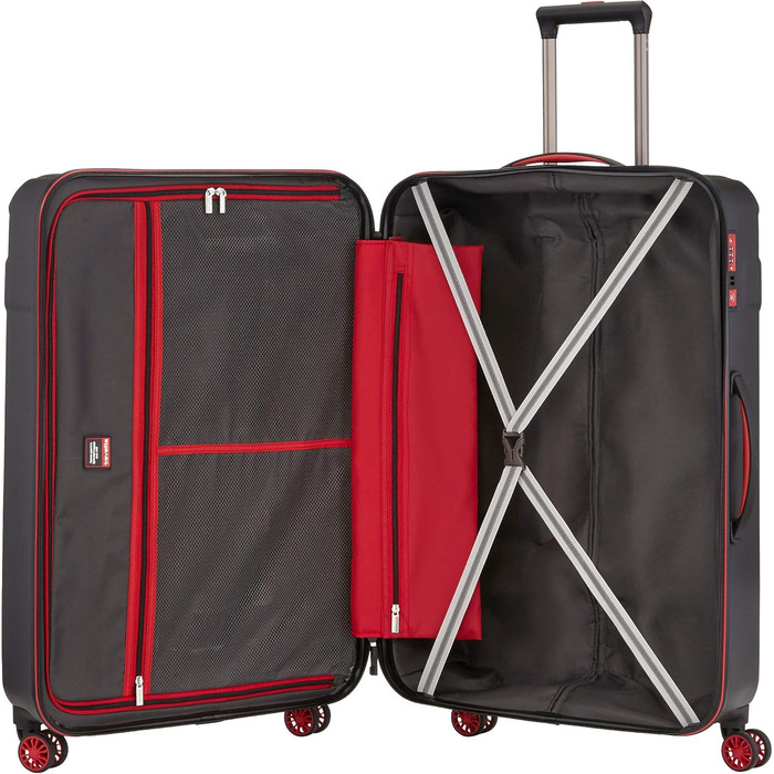 Чемодан Travelite Vector 77 см, L, з TSA замком, 103 л, чорно-червоний