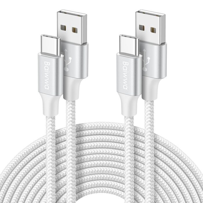 Кабель USB-A на USB-C білий 3M, 3.1A, швидка зарядка для iPhone 15/16/17 Pro Max, Samsung Galaxy та інших