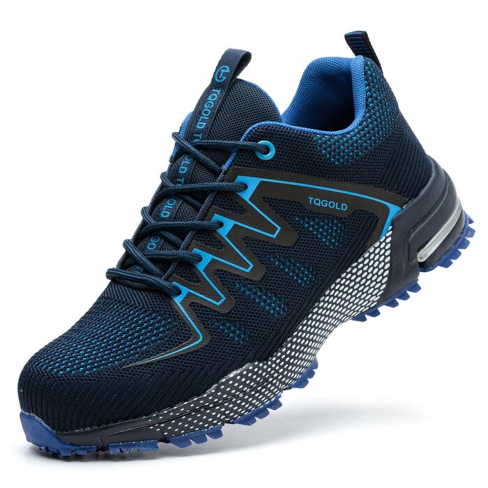 Черевики робочі AONEGOLD чоловічі/жіночі, легкі, з металевим носком, антиковзаючі, дихаючі, спортивні, розмір 36-48 EU (37 EU, 8395 Blue)