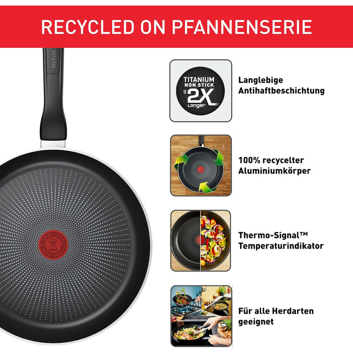 Сковорода Tefal Recycled On 24 см з антипригарним покриттям, індукційна, чорна