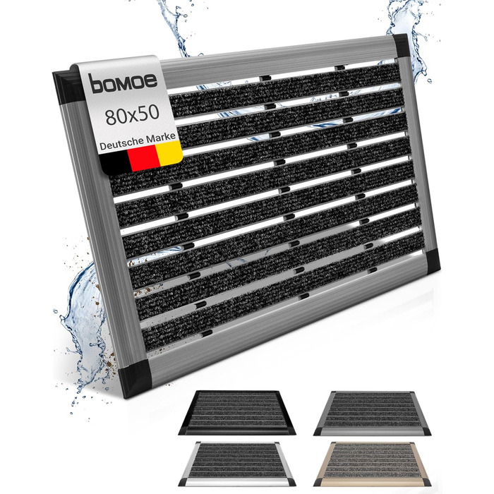 Aluminum Outdoor Doormat - 50x80cm Non-Slip Shoe Mat - Blue-Gray Metallic - Rust-Proof