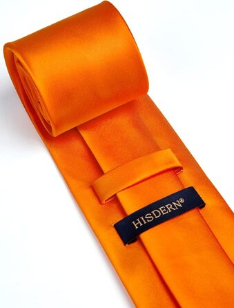 HISDERN Шовкова краватка для чоловіків 160 см, набір з кишеньковим хустинкою, для весілля та бізнесу, елегантний краватка (A1 Помаранчевий)