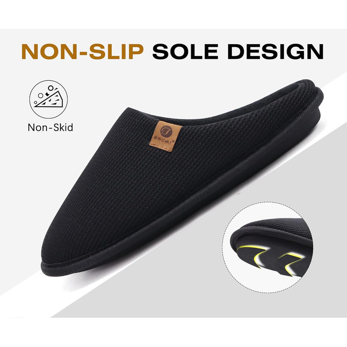 Чоловічі тапочки ONCAI з піною Memory Foam, штучним хутром, підошвою з гуми, для дому та вулиці, розмір EU 40-49, чорний