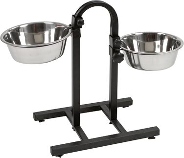 Kerbl Pet Feeder Bar with Bowls - Adjustable Height, 2 x 2800ml Capacity