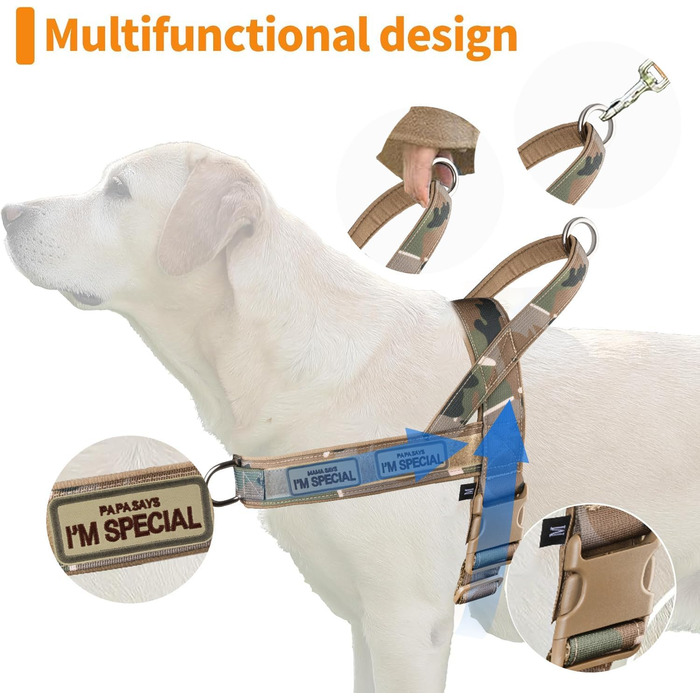 Нашийник для собак No Pull, проти вислизання, для малих та середніх собак, світловідбиваючий, регульований, без натягу, розмір M (Обхват грудей 53–70 см)