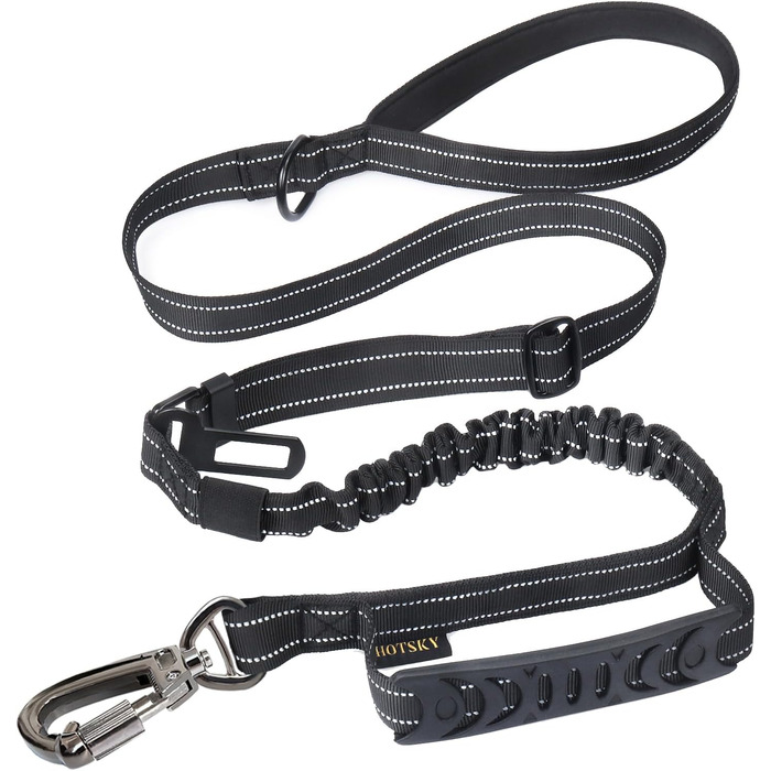 Тактична повідок для собак великих порід MegiaExist з контролем, авто-ремнем безпеки та світловідбиваючими нитками, 1.2 м, 1.8 м, повідка-телескопічна для тренувань, чорний