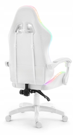 Ігрове крісло Hell's Chair HC-1000 White LED RGB, екошкіра, біле