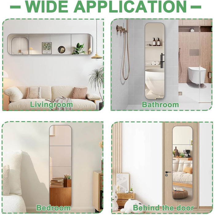 Настінний дзеркало на клейкій основі, 4 шт., акрил, самоклеючий, безпечний, велике дзеркало для ванної кімнати, фітнесу