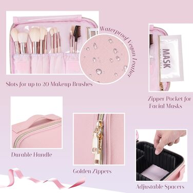 Косметичка для макіяжу, органайзер для подорожей, рожева